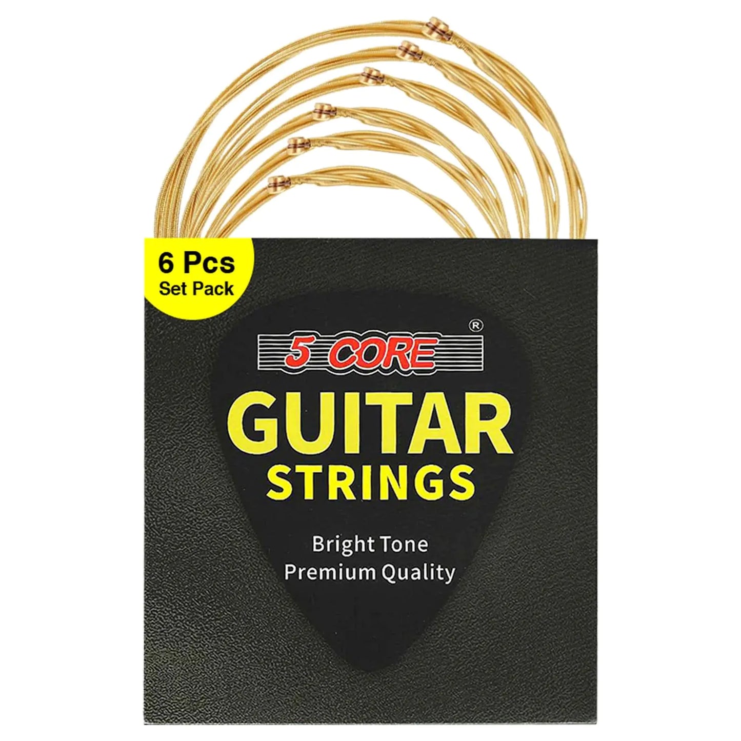 5Core Cordes de Guitare Acoustique 0.010-0.047 Jauge en Acier, Haute Résistance avec Tonalité Brillante pour Guitares 6 Cordes