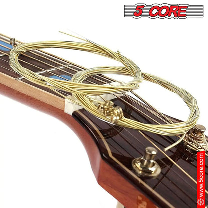 5Core Cordes de Guitare Acoustique 0.010-0.047 Jauge en Acier, Haute Résistance avec Tonalité Brillante pour Guitares 6 Cordes