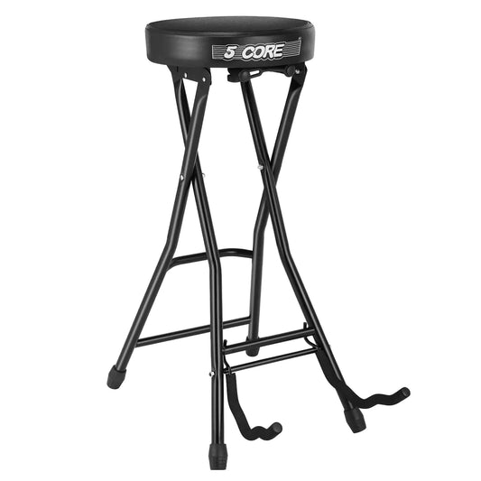 Tabouret de guitare 5Core avec siège rembourré confortable, repose-pieds et support de guitare, capacité de 300 lbs