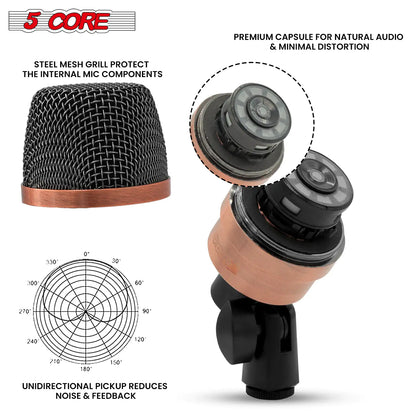 Microphone à condensateur XLR 5Core pour conga, caisse claire et toms, kit de batterie