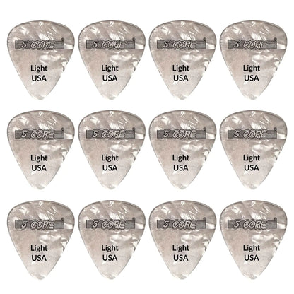 5Core Médiators de guitare en celluloïd épaisseur légère 0,46 mm - Guitares acoustiques et électriques basse BLANC