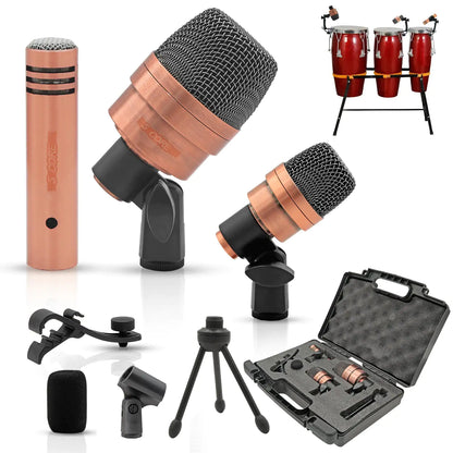 Microphone à condensateur XLR 5Core pour conga, caisse claire et toms, kit de batterie