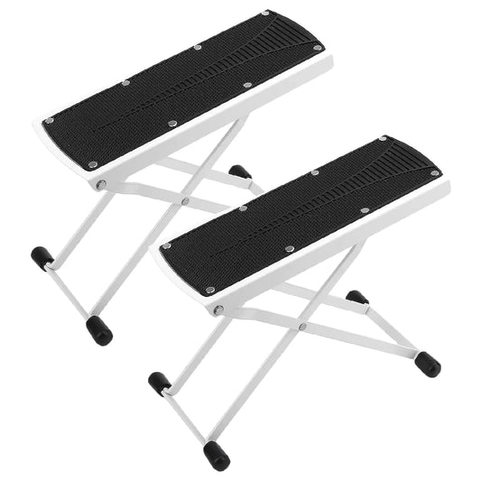 Tabouret de guitare 5Core avec hauteur réglable, repose-jambe pliant, repose-pieds classique BLANC, 2 pièces