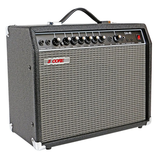 Amplificateur de guitare 5 Core pour basse électrique acoustique portable, amplificateur de pratique 40W NOIR.