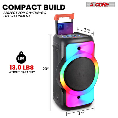 5Core Bluetooth Party Speaker 12 inch PA RGB Partybox Karaoke Machine + 2 Wireless Mic