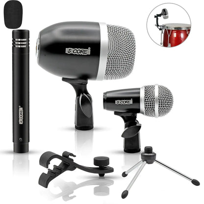 Microphone à condensateur XLR 5Core pour conga, caisse claire et toms, kit de batterie