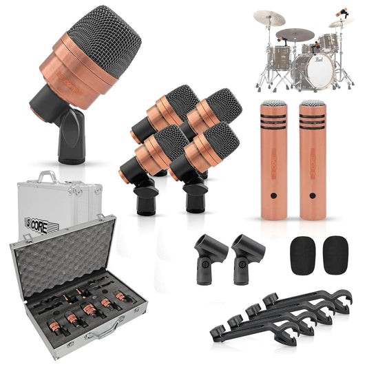 Kit de microphones pour batterie 5Core 7 pièces - microphones dynamiques pour grosse caisse, toms et caisse claire COPPEREX