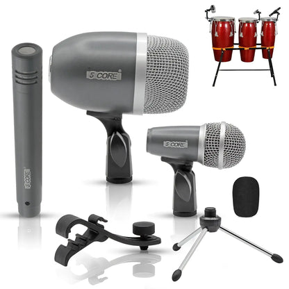 Microphone à condensateur XLR 5Core pour conga, caisse claire et toms, kit de batterie