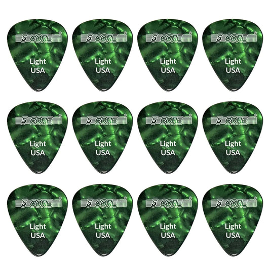 Médiators de guitare 5Core en celluloïd, épaisseur légère de 0,46 mm - Guitares acoustiques, électriques et basses VERT