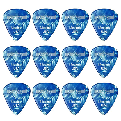 Médiators de Guitare 5Core 0,71 mm en Celluloïd - Épaisseur Moyenne - Guitares Acoustiques, Électriques et Basses - BLEU.