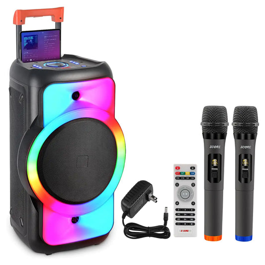 5Core Bluetooth Party Speaker 12 inch PA RGB Partybox Karaoke Machine + 2 Wireless Mic