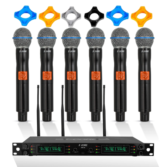 Système de microphone sans fil 5 Core, 6 canaux UHF, récepteur portable avec 6 microphones dynamiques sans fil, portée de 492F